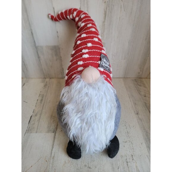 Gnome red striped hat large plush Xmas home decor figure unique - Picture 1 of 9